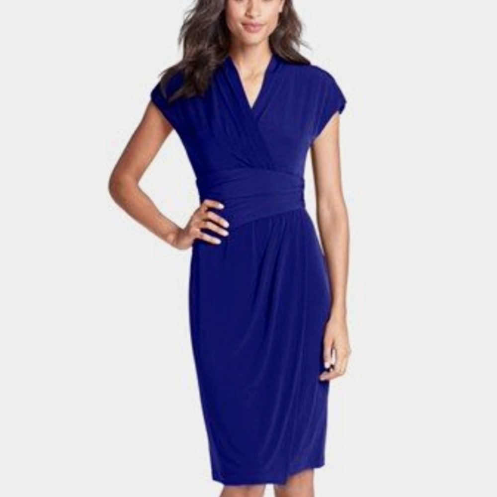 Like new, Black Maggy London faux wrap jersey dress